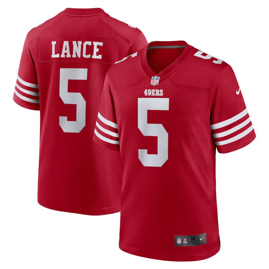 Men San Francisco 49ers #5 Trey Lance Nike Scarlet Game Player NFL Jersey
